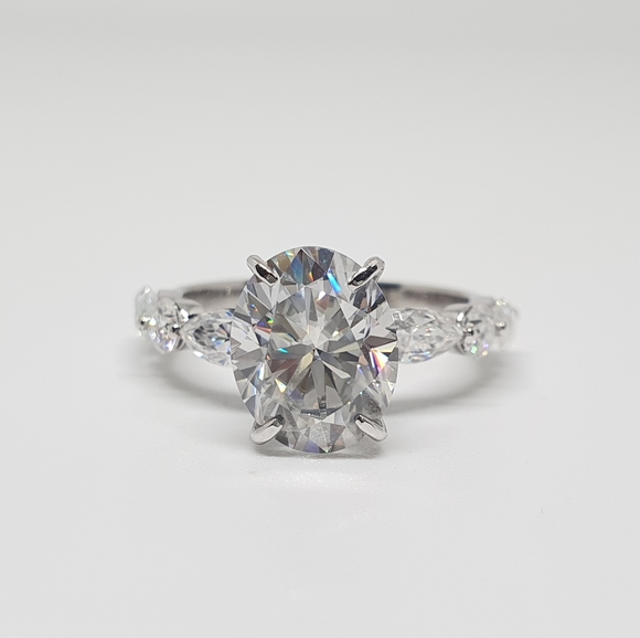 3 Carat Oval Cut Moissanite Engagement Ring Gold - Picture 3 of 10